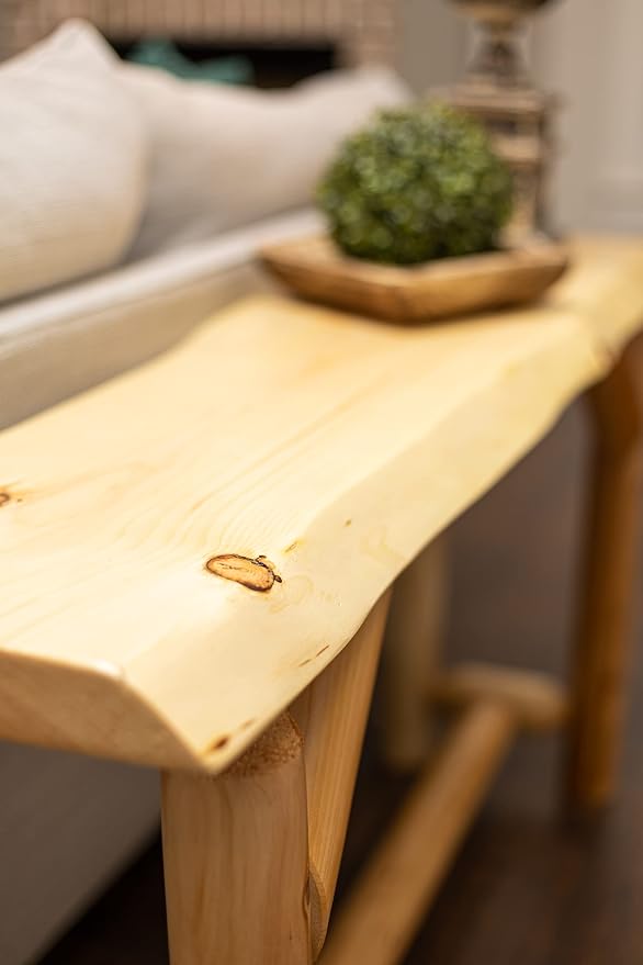 Live Edge Log Sofa Table — Rustic Live Edge Log Furniture - Image 4
