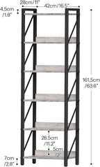 HOOBRO Bookshelf, 6-Tier Industrial Bookcase, Book Shelf Storage Organizer - Image 3