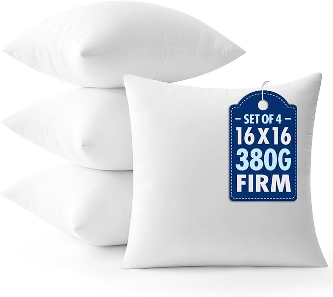 MIULEE 16x16 Throw Pillows Inserts 4 Pack, Decorative Pillows by MIULEE