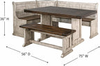 Pemberly Row 3-Piece Traditional Solid Wood Breakfast Nook Set - Image 7