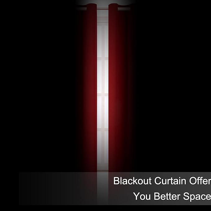 Blackout Curtains 66 x 84 inch/Red Curtains Set of 2 Panels/Thermal Insulated - Image 3