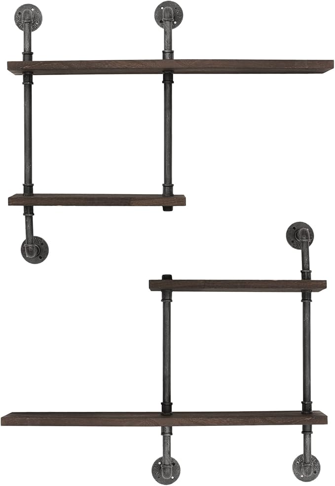 Industrial Pipe Shelving Wall Mounted, Rustic Floating Shelves Wall Shelf Unit by THRONKENGER