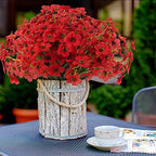 Artificial Outdoor Flowers,8 Bundles Outdoor Fake Flowers UV Resistant Faux Outside Plastic Flower Plants for Outside Indoor Décor(Red) - Image 3