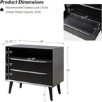 HULALA HOME End Table with Charging Station, Mid-Century Modern 2 Drawer and - Image 2