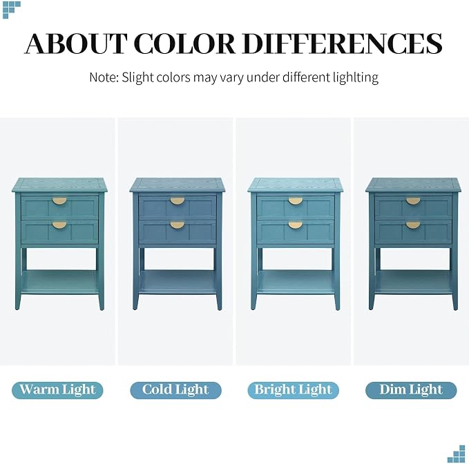 22" Blue Accent Side Cabinet, Modern Wood Sideboard - Image 6