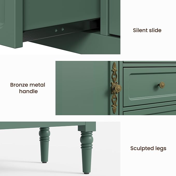 FansaFurn Green Storage Cabinet, Mid-Century Buffet Cabinet - Image 6