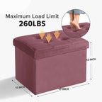 LINMAGCO Storage Ottoman Folding Foot Stool Velvet Footrest - Image 2