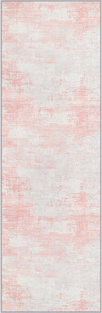 2.6x14 Washable Runner Rug:Modern Abstract Soft Carpet Pink White | by FXRHLP