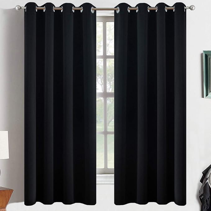 Yakamok Room Darkening Curtains 52x63 inch Length Black-Living Room | 2 panels by Yakamok