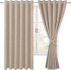 Grommet Blackout Curtains for Bedroom 70 x 63 Inches Camel 2 Panels | Thermal by Hiasan