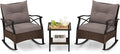 Tangkula 3 Pieces Outdoor Rocking Chairs Set, Rattan Heavy Duty Cushioned by TANGKULA
