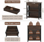 FATORRI Small Bookcase with Drawer, Industrial 3 Shelf Bookshelf, Wood and - Image 2