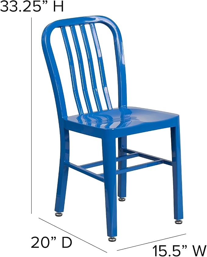 Flash Furniture Commercial Grade Blue Metal Indoor-Outdoor Chair - Image 3