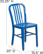 Flash Furniture Commercial Grade Blue Metal Indoor-Outdoor Chair - Image 3