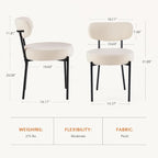 Sweetcrispy Dining Chairs Set of 2, Boucle Upholstered Modern Mid Century Round - Image 2