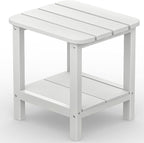 SERWALL Double Adirondack Side Table End Table- White by SERWALL