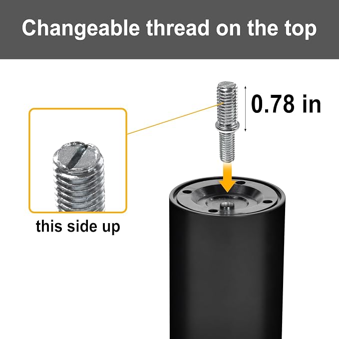 12 Inch Adjustable Bed Legs Replacement Screw in Furniture Support, 3 Sections - Image 2