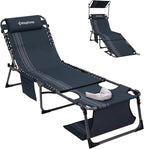 KingCamp Lounge Chair with face Hole & Canopy Shade, 400LBS Folding Portable by KingCamp