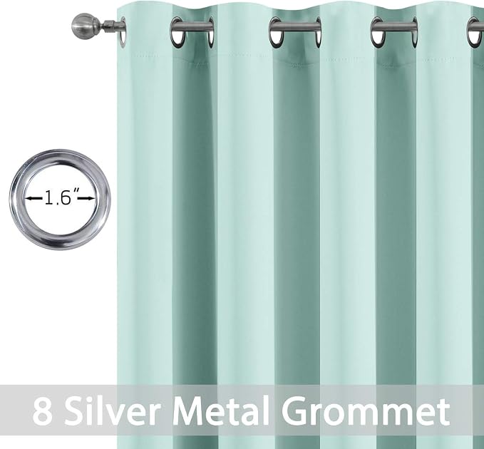 Yakamok Room Darkening Curtains 52x108 inch Length Aqua-Living Room | 2 panels - Image 2