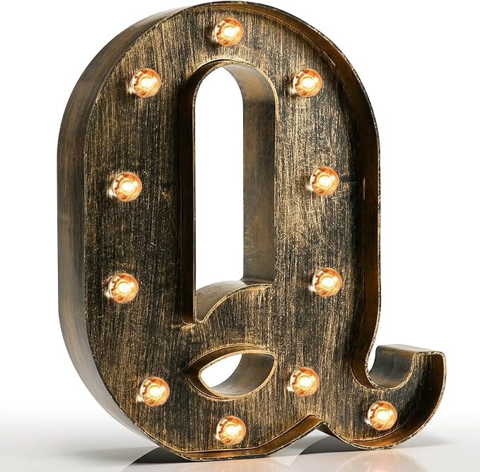 Pooqla Vintage Light Up Marquee Letters with Lights – Illuminated Industrial Style Lighted Alphabet Letter Signs - Coffee Bar Apartment Bedroom Wall Home Initials Decor A-Z by Pooqla