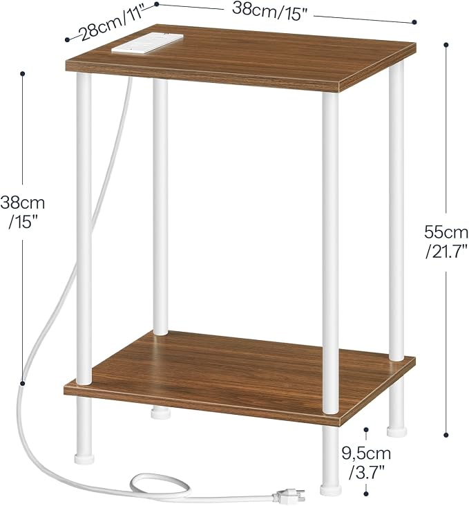 HOOBRO Side Table with Charging Station, End Table with USB Port and Outlets - Image 3