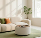29.5 Inch Round Storage Ottoman Coffee Table, Modern Circle Coffee Table - Image 4