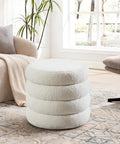 Flouki 19.5" Storage Ottoman Round, Vanity Stool by Flouki