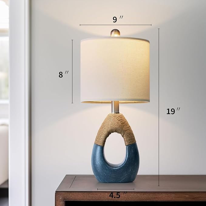 OYEARS 19" Boho Bedside Lamps Set of 2, Suitable - Image 3