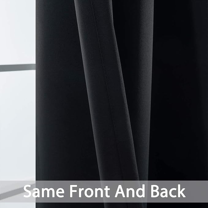 Yakamok Room Darkening Curtains 62x84 inch Length Black-Living Room | 2 panels - Image 3