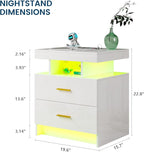 HNEBC Nightstand Set of 2 with Charging Station, Auto LED Night Stand with - Image 2