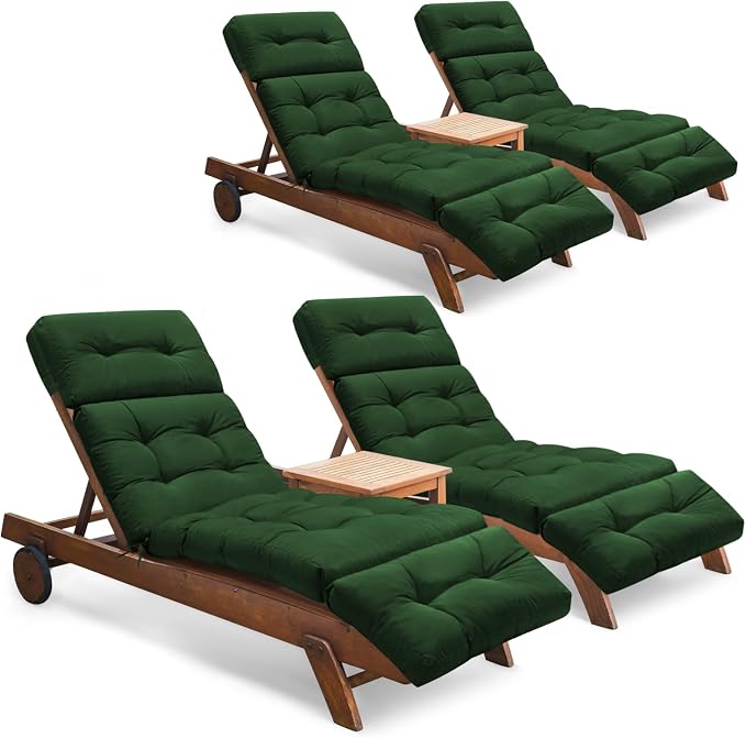 Outdoor Chaise Lounge Chair Cushion Set of 4, Thickened 74.4 x 22 x 4.7 Inches by Tycdiose