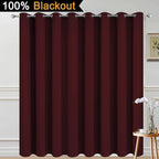 Yakamok Burgundy Red Blackout Patio Door Curtain Panels W100 x L96, 1 Panel | - Image 2