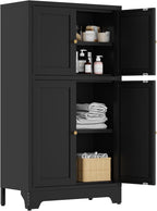 YAUWOH Bathroom Floor Cabinet, Metal Storage Cabinet - Image 7
