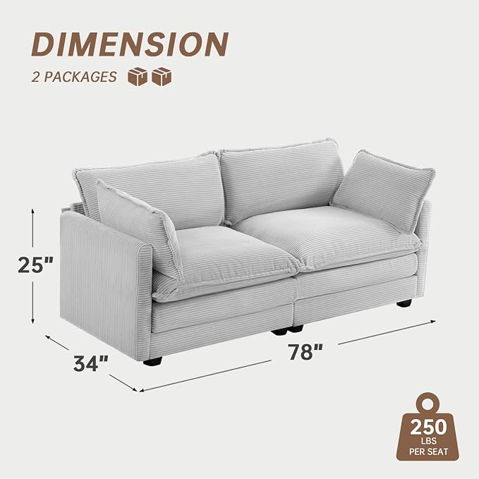 ROWHY 78'' Sectional 2 Seat Cloud Loveseat - Image 2
