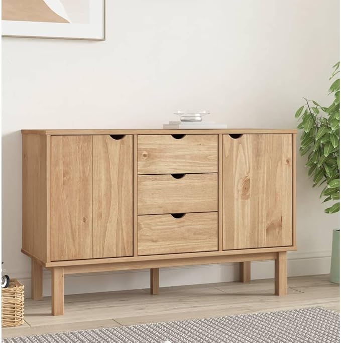 Scandinavian Sideboard with 5 Compartments, 3 Drawers and 2 Solid Wood Doors in by QZZCED