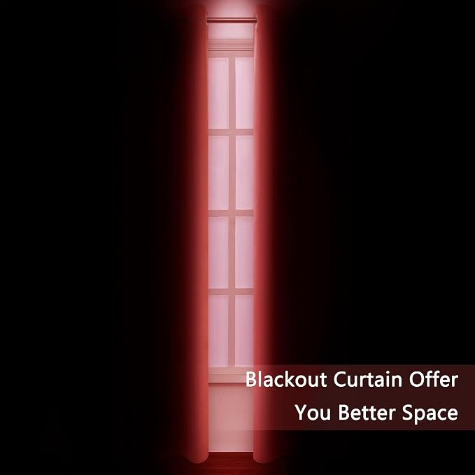 Blackout Curtains 52 x 95 inch/Bright Red Curtains Set of 2 Panels/Thermal - Image 3