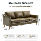 Kingfun 80" Faux Leather Sofa, 3 Seater Couch, Mid Century Modern Couches - Image 2
