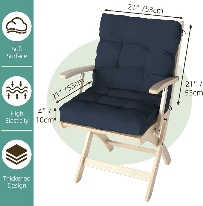 Outdoor Chair Cushions Set of 2, High Back Soft Seat Pad - Image 9
