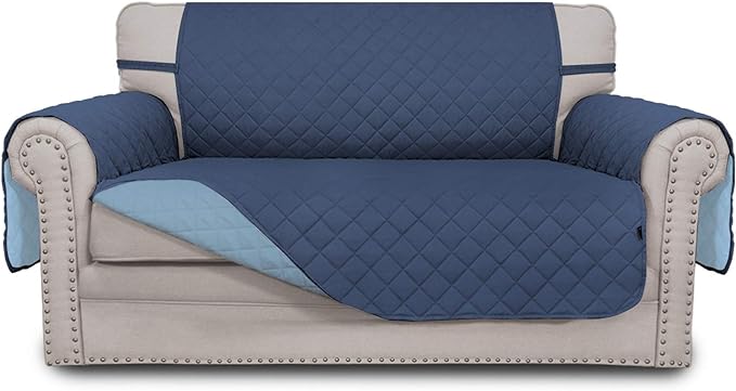 Easy-Going Reversible Couch Cover, 2 Cushion Sofa, Dark Blue/Light Blue | by Easy-Going