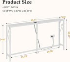 Gewudraw Console Table with Oulets and USB Ports, 55.1" Sofa Table Behind Couch - Image 3