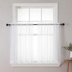 Chyhomenyc White Sheer Curtains 36 inch Length 2 Panels Set | Light Filtering by Chyhomenyc
