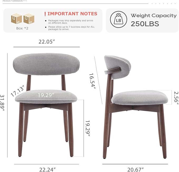 COLAMY Wooden Dining Chairs Set of 4, Modern Fabric Upholstered Dining Room - Image 2