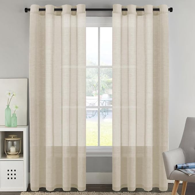 H.VERSAILTEX Linen Curtains Flax Linen Blended Curtain Panels by HVERSAILTEX