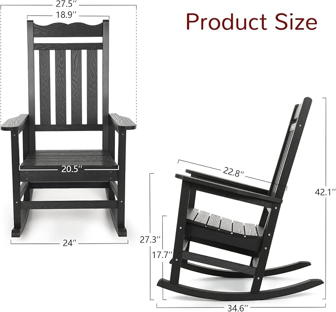 Stoog Patio Rocking Chair, All-Weather Porch Rocker, 400 lbs Weight Support - Image 3