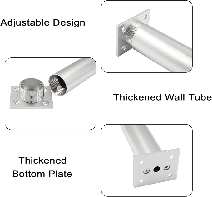 Set of 4 Aluminum Alloy Furniture Legs 10 Inch Height, 1.5 Inch Diameter - Image 4