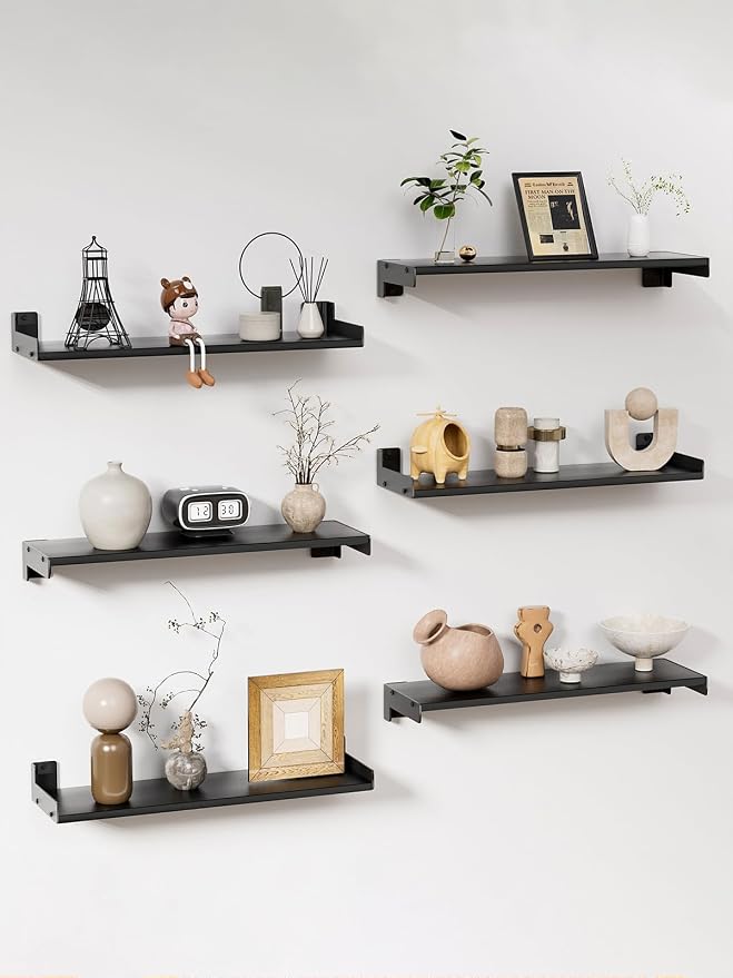 Floating Shelves for Wall, Shelves for Decor Storage Set of 6, Wall Mounted by FNBAR
