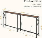 Gewudraw 70 in Skinny Sofa Table Behind Couch, Console Table - Image 3