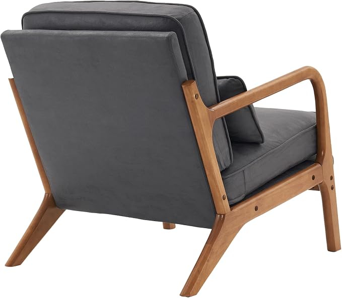 Bonnlo Microfiber Dark Grey Accent Chairs Set of 2, Upholstered Mid Century - Image 9