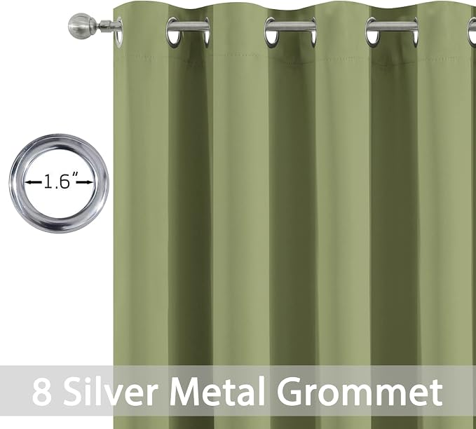 Yakamok Room Darkening Curtains 52x108 inch Length Sage Green-Living Room | 2 - Image 2