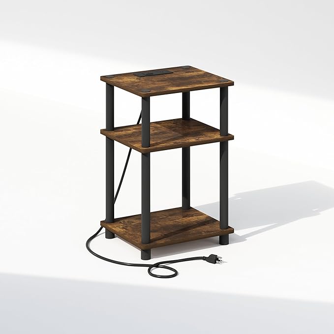 Furinno JUST Night Stand, 3-Tier Turn-N-Tube Nightstand by Furinno-FitsYourSpaceFitsYourBudget
